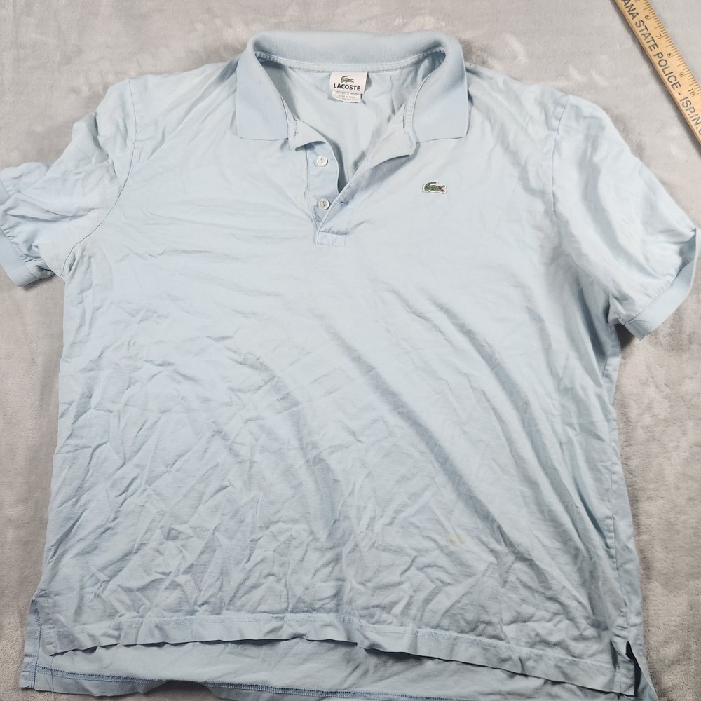 Lacoste Mens Size XXL 7 Short Sleeve Polo Shirt Blue‎ 100% Cotton